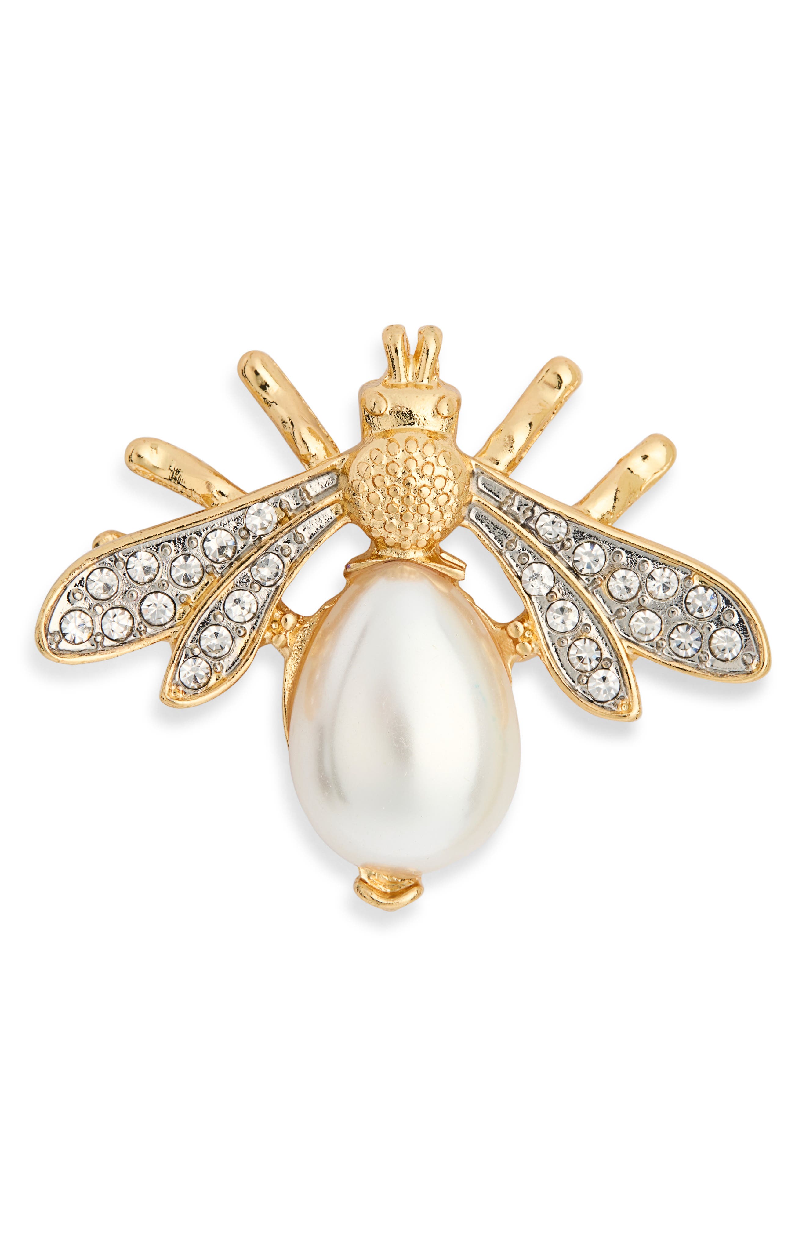 Imitation Pearl Wasp Pin