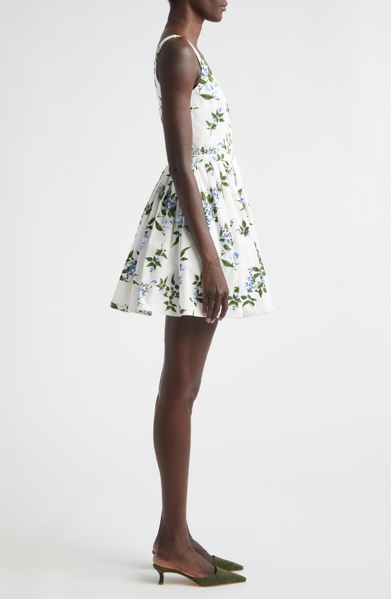 Emilia Wickstead Eglantine Lilac, Lilies & Cherry Print Organic Cotton Minidress, Alternate, color, White-Lilac Lillies/ Cherry