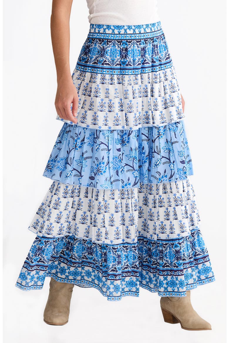Ariel Tiered Maxi Skirt, Main, color, BLUEBERRY FIELDS
