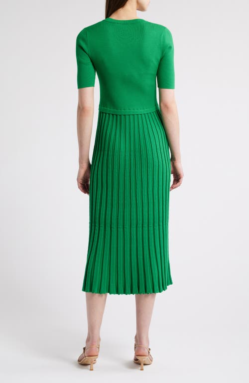 Shop Elie Tahari The Vesper Knit Midi Dress In Green Lark