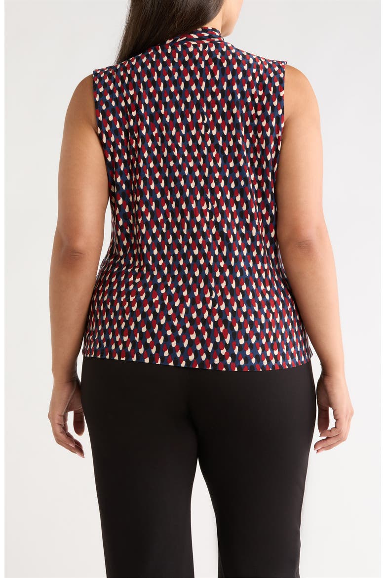 Abstract Print Faux Wrap Top, Alternate, color, BLUE CARBON MULTI