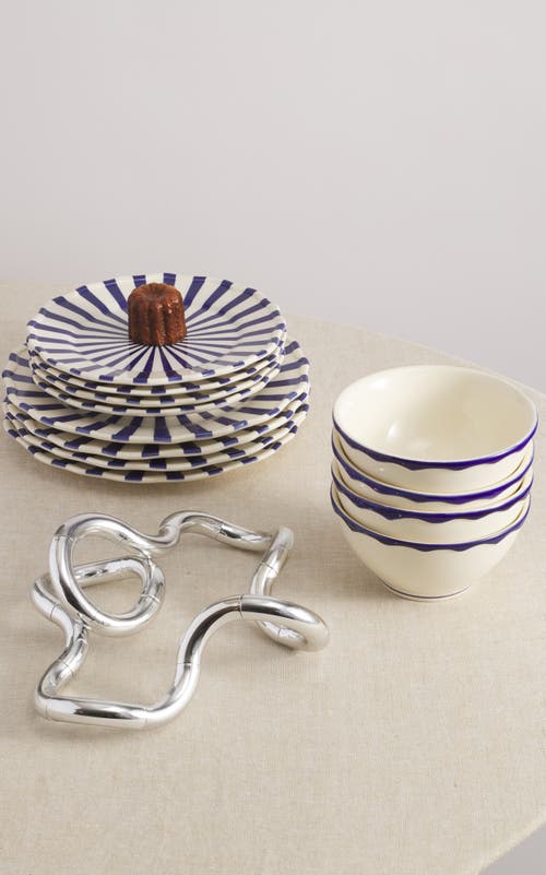 Maison Madison Home Mafalda 12 Piece Set With Cereal Bowl In Blue/cream