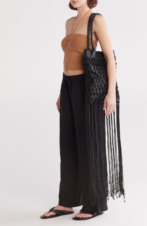 Bcbg Netted Fringe Tote Bag In Black