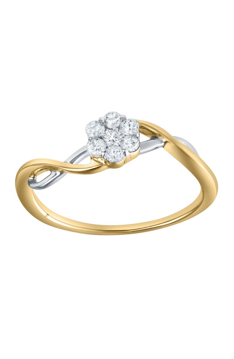LuvMyJewelry Petalina 0.25 Ct Natural Diamond Floral 10K Gold Ring, Main, color, 10K Yellow Gold