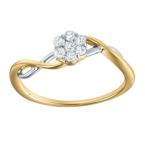 Petalina 0.25 Ct Natural Diamond Floral 10K Gold Ring
