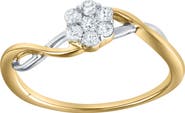 LuvMyJewelry Petalina 0.25 Ct Natural Diamond Floral 10K Gold Ring