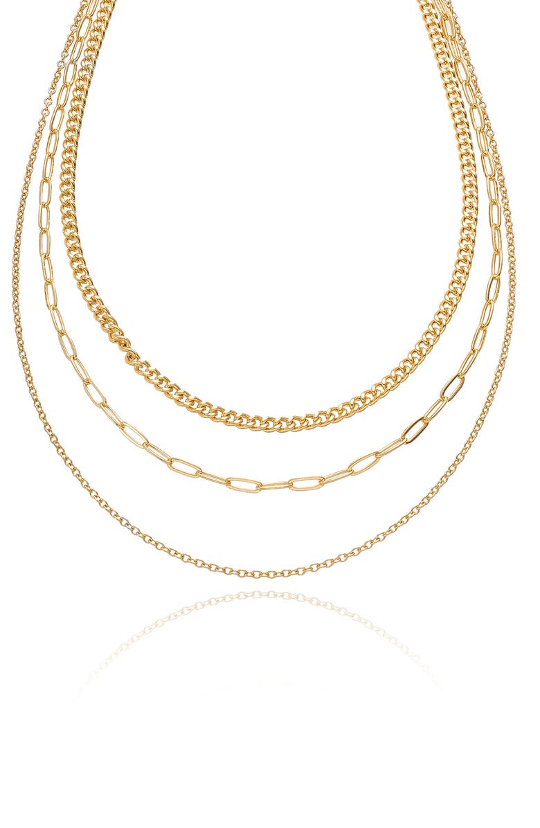 Ettika Mixed Chain Layered Necklace, Main, color, Gold