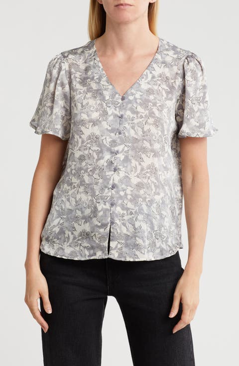 V-Neck Button Top