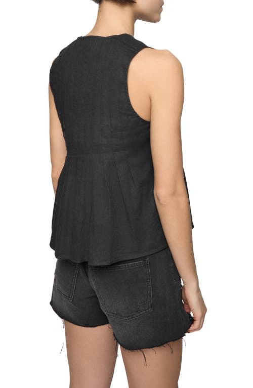 Rebecca Minkoff Pleated Sleeveless Linen & Cotton Lace-up Top