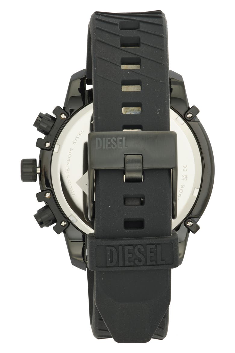 Griffed Chronograph Silicone Strap Watch, 48mm, Alternate, color, BLACK