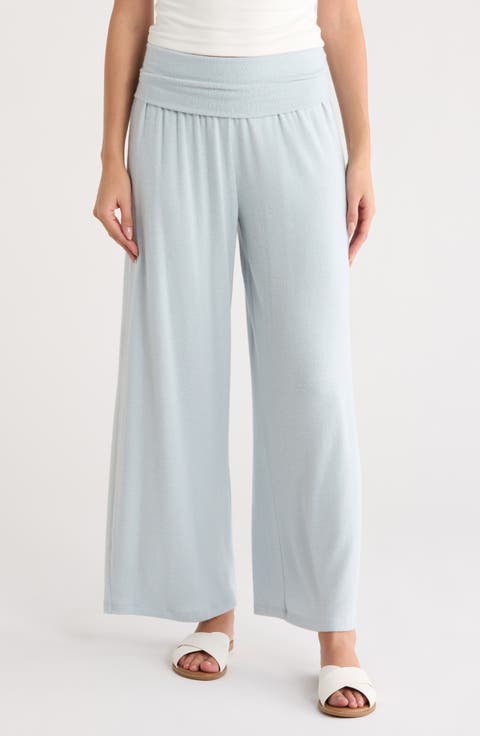 Foldover Waist Wide Leg Pants