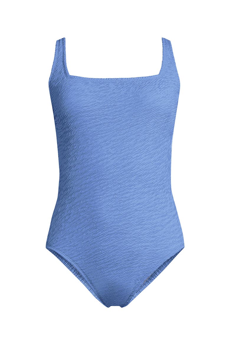Womens Boucle Square Neck Scoop Back One Piece Swimsuit, Alternate, color, Lake Blue