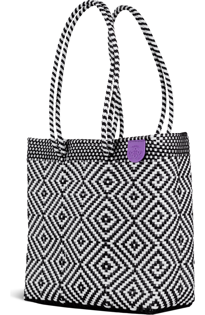 Tin Marin Greca Woven Tote, Alternate, color, Black And White