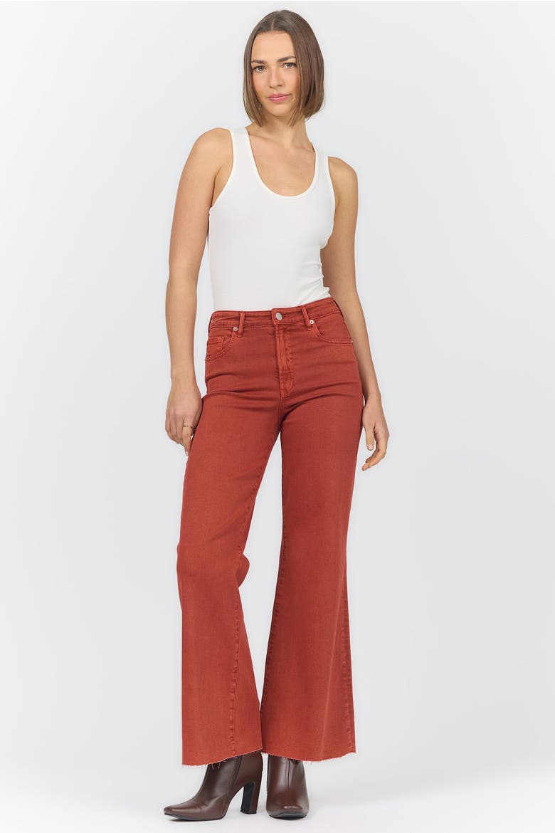 Fiona High Rise Raw Hem Wide Leg Jeans, Alternate, color, Rooibos Tea