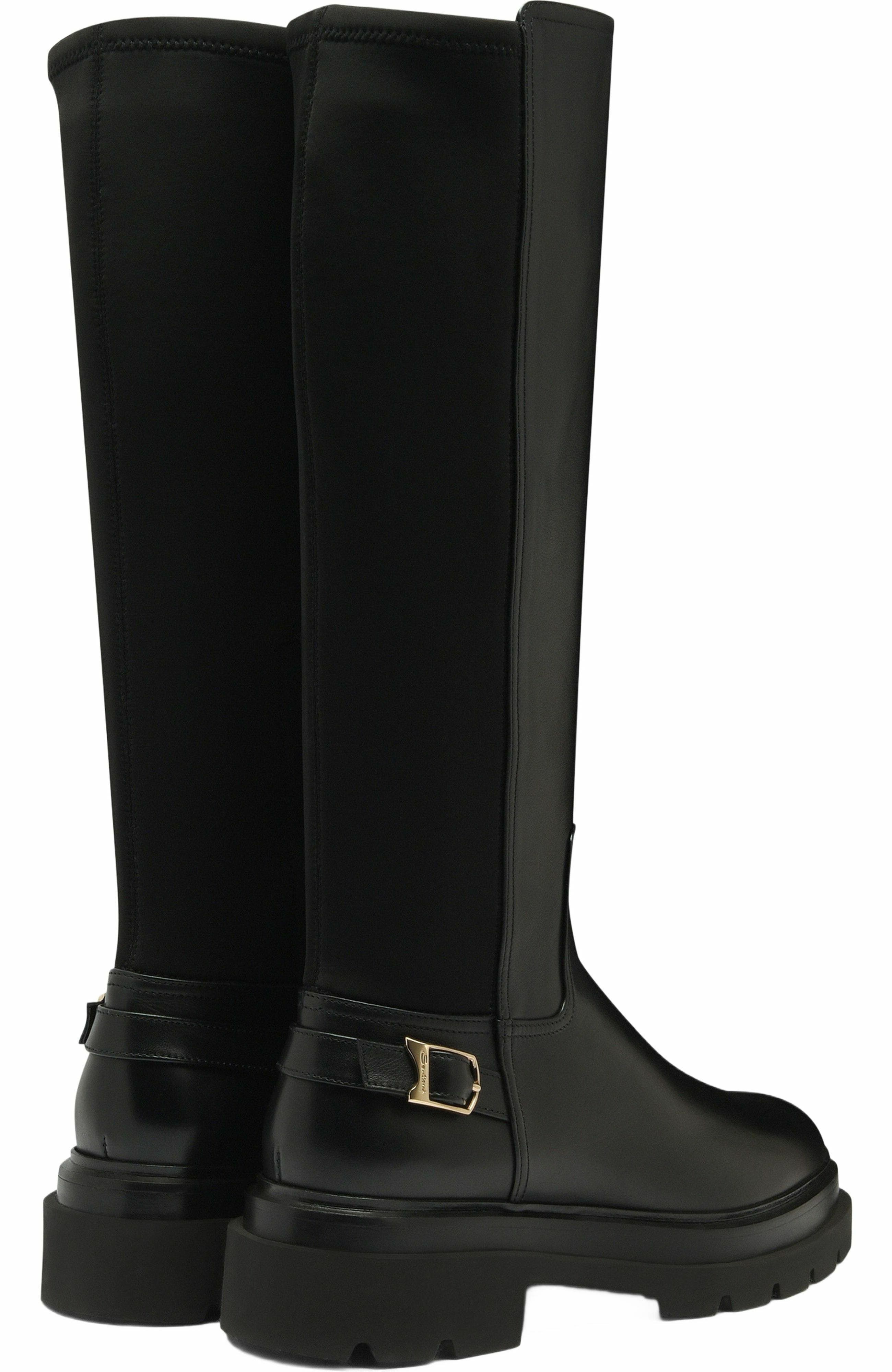 Santoni Women's leather boot, Alternate, color, Black