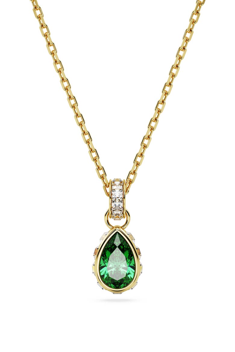 Chroma Pear Cut Pendant Necklace, Main, color, GREEN