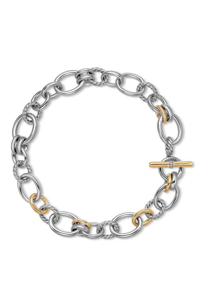 Mercer Mixed Metal Link Necklace, Main, color, STERLING SILVER/ 18KY GOLD