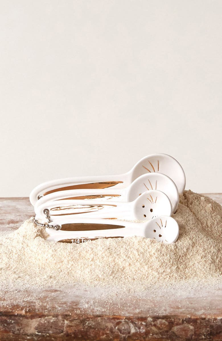 Creative Co-Op 4-Piece Ceramic Bunny Measuring Spoons, Alternate, color,