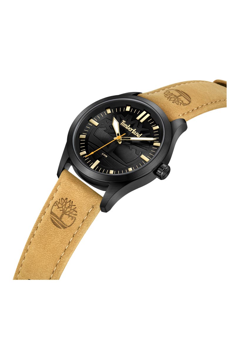 Rambush Leather Strap Watch, 42mm, Alternate, color, TAN