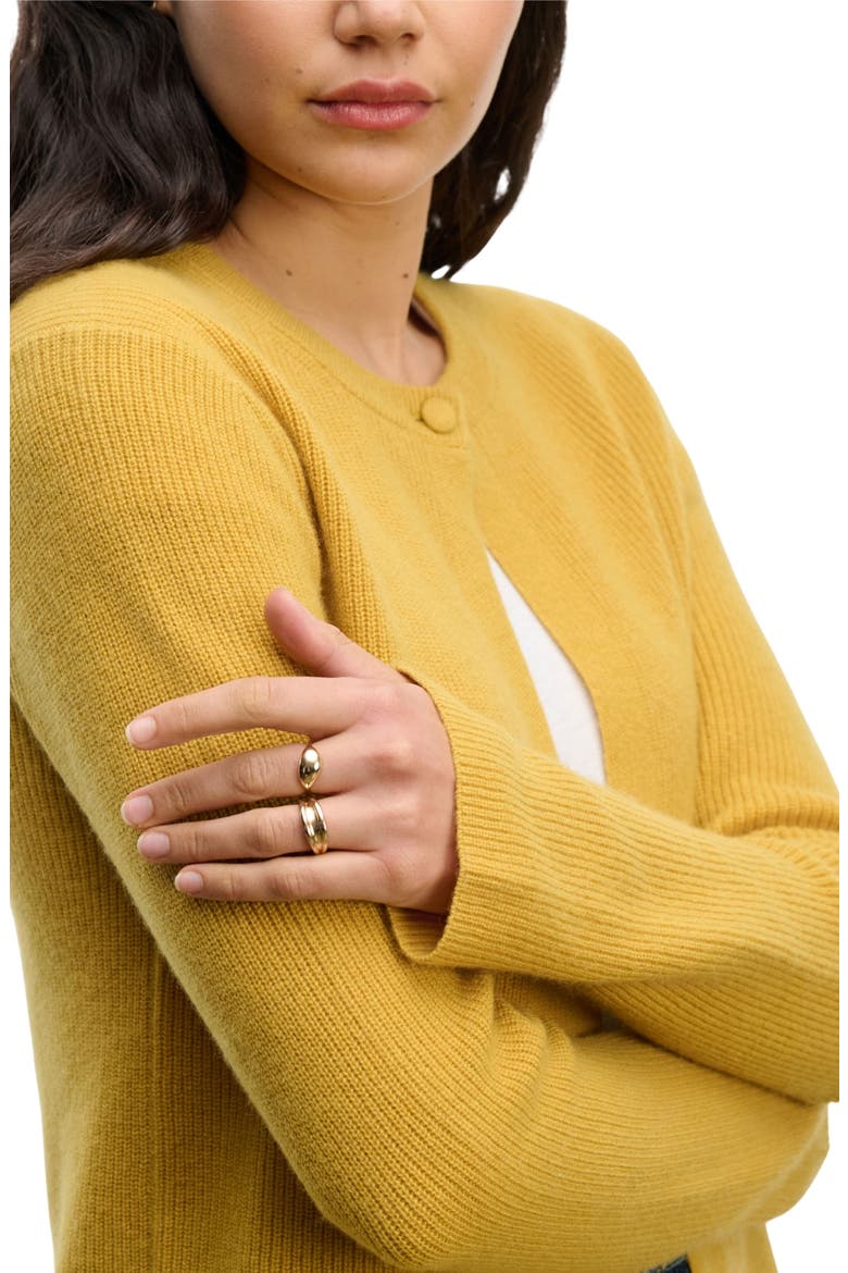Tina Cashmere Cardigan, Alternate, color, MUSTRD YLW