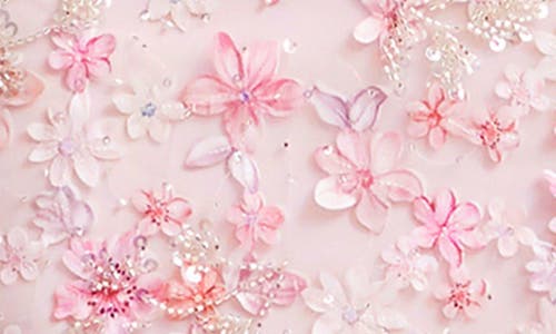 DRESS THE POPULATION DRESS THE POPULATION DONNA SEQUIN FLORAL APPLIQUÉ COCKTAIL MIDI DRESS