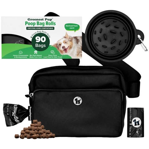 Walk Star Kit 3-in-1 Dog Walk Bag & Bowl plus Matching 90 Refill Dog Waste Bags