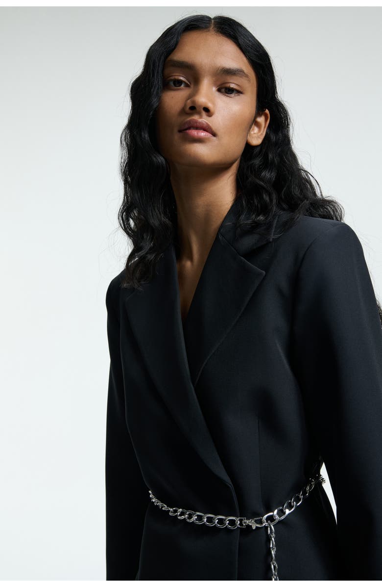 H&M Belted Blazer, Alternate, color, Black