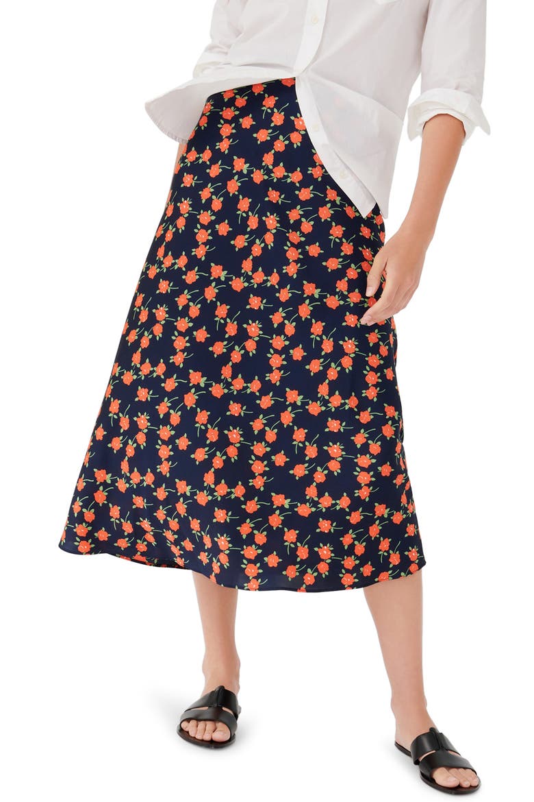 Poppy Fields Pull-On Slip Skirt, Main, color, NAVY PERSIMMON