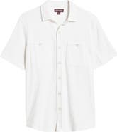 Johnston & Murphy Double Pocket Short Sleeve Knit Button-Up Shirt