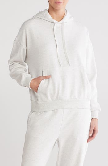 90 Degree By Reflex Year Round Butter Fleece Pullover Hoodie In Heather Grey