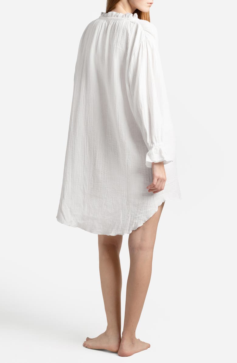 Sunday Citizen Ruffle Long Sleeve Cotton Muslin Chemise, Alternate, color, Off White