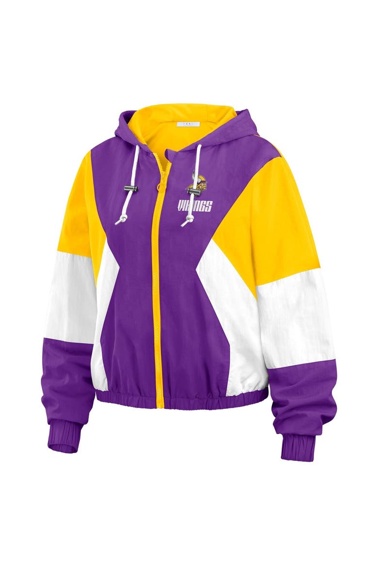 Women's WEAR by Erin Andrews  Purple Minnesota Vikings Color Block Full-Zip Windbreaker Jacket, Alternate, color, Purple
