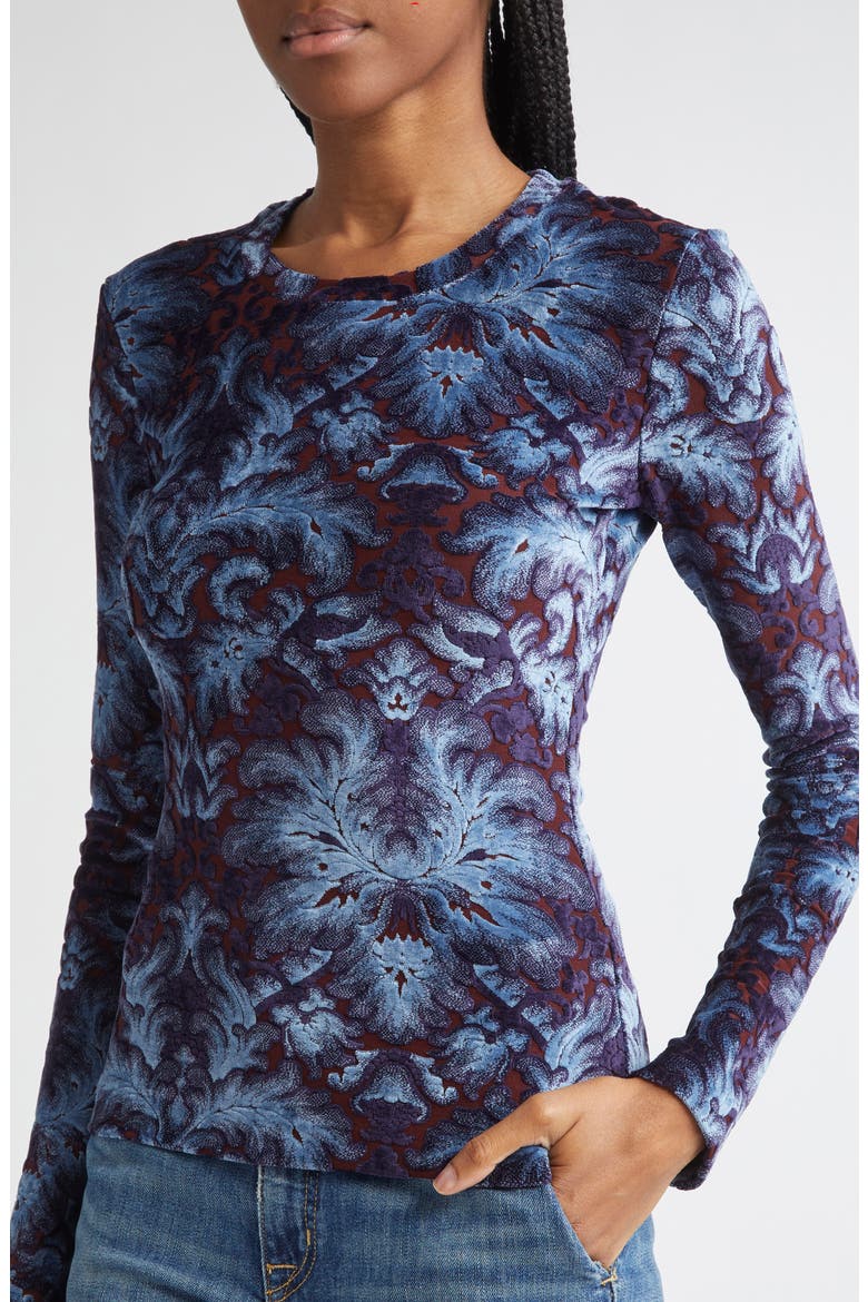 Paisley Burnout Jersey Top, Alternate, color, MULTICOLOR BLUE BASE