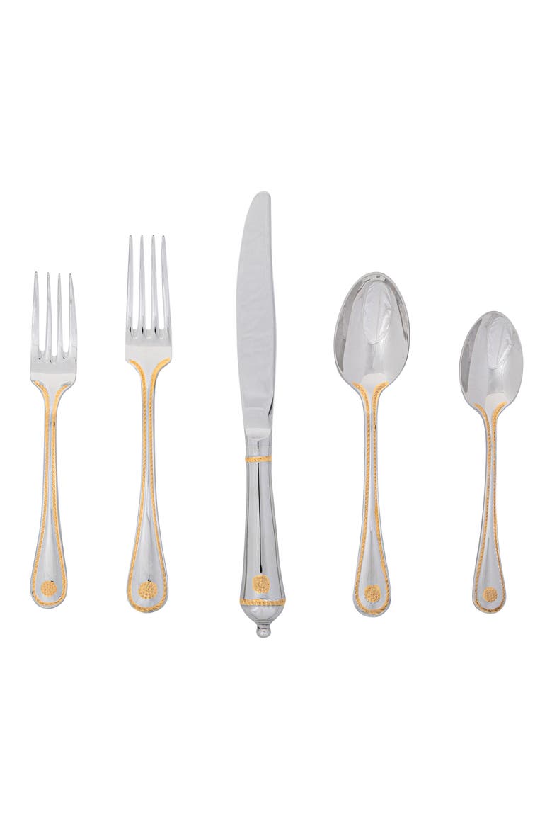 Berry and Thread Gold Accent 5-Piece Place Setting, Main, color, POLISHED SILVER/ GOLD