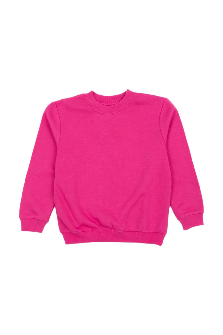 Kids Pullover Sweatshirt, Long Sleeve, Solid Colors, Alternate, color, Hot Pink