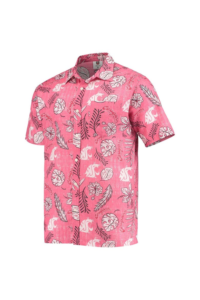 Men's Wes & Willy Crimson Washington State Cougars Vintage Floral Button-Up Shirt, Alternate, color, Crimson