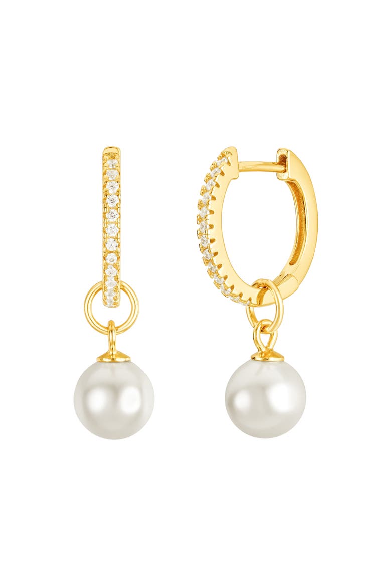 Perfectly Poised Pearl Hoops, Main, color, Gold