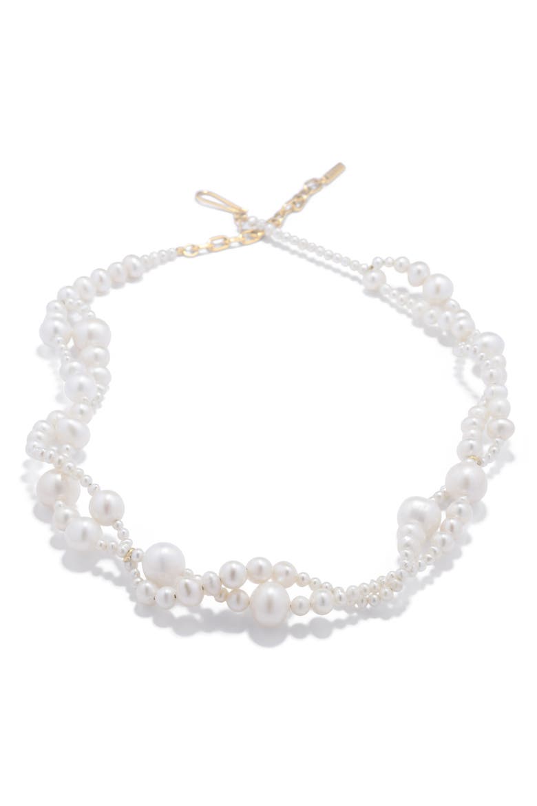 Layered Freshwater Pearl Necklace, Alternate, color, 18CT GOLD PLATED