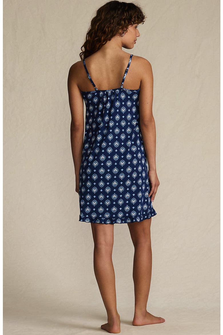 Cooling Knee Length Slip Nightgown, Alternate, color, Deep Sea Navy Large Foulard