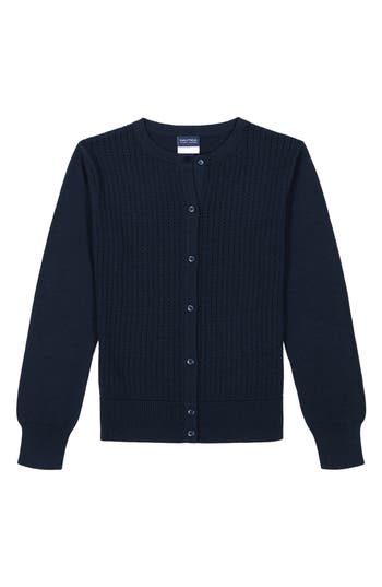 Nautica Kids' Pointelle Cardigan In Blue