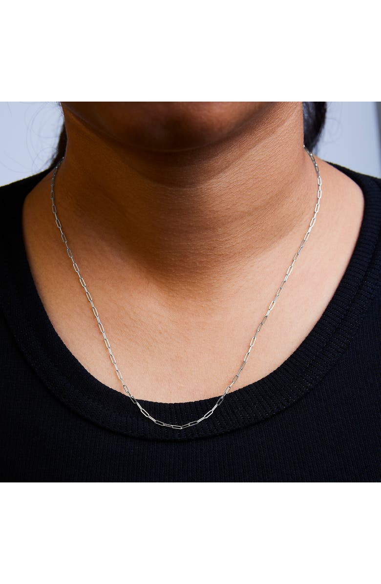 Haus of Brilliance Unisex Solid 14K Gold 1.5mm Paperclip Chain Necklace, Alternate, color, White