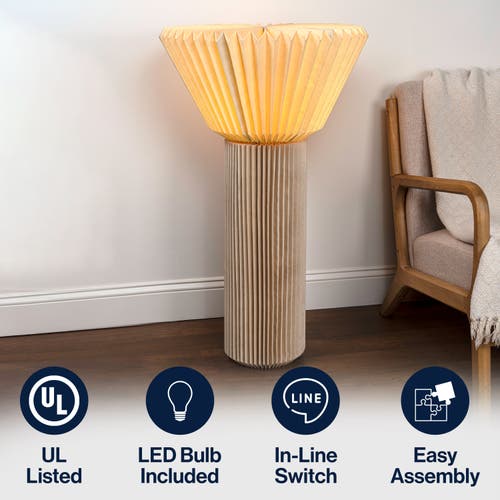 Jonathan Y Archer 37" Modern Minimalist Pleated Shade Floor Lamp In Neutral