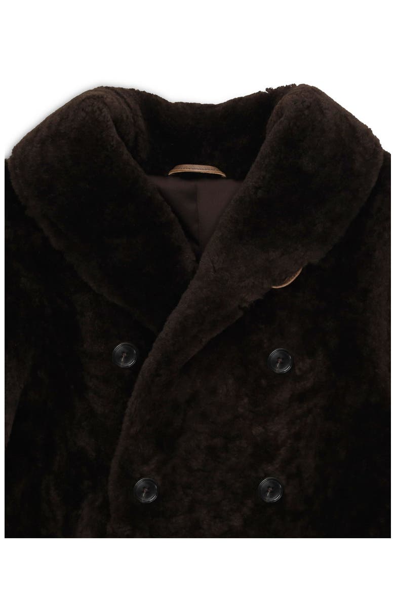 Perce Shearling Double-Breasted Coat, Alternate, color, Brown