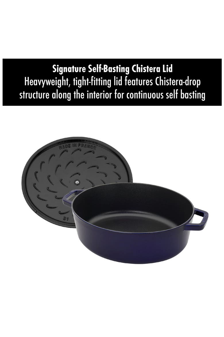 6.25-Quart Enameled Cast Iron Shallow Oval Dutch Oven, Alternate, color, DARK BLUE