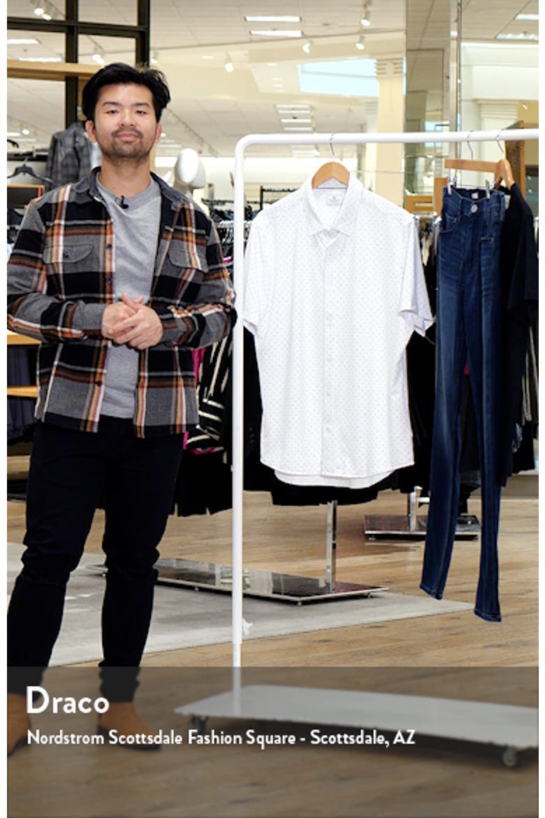 Alfie Dot Print Short Sleeve Performance Button-Up Shirt video