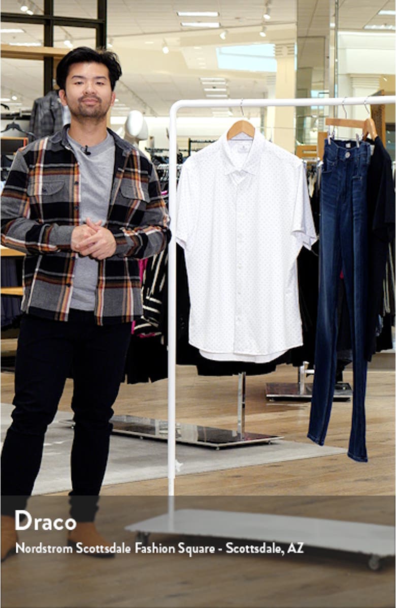 Alfie Dot Print Short Sleeve Performance Button-Up Shirt, sales video thumbnail