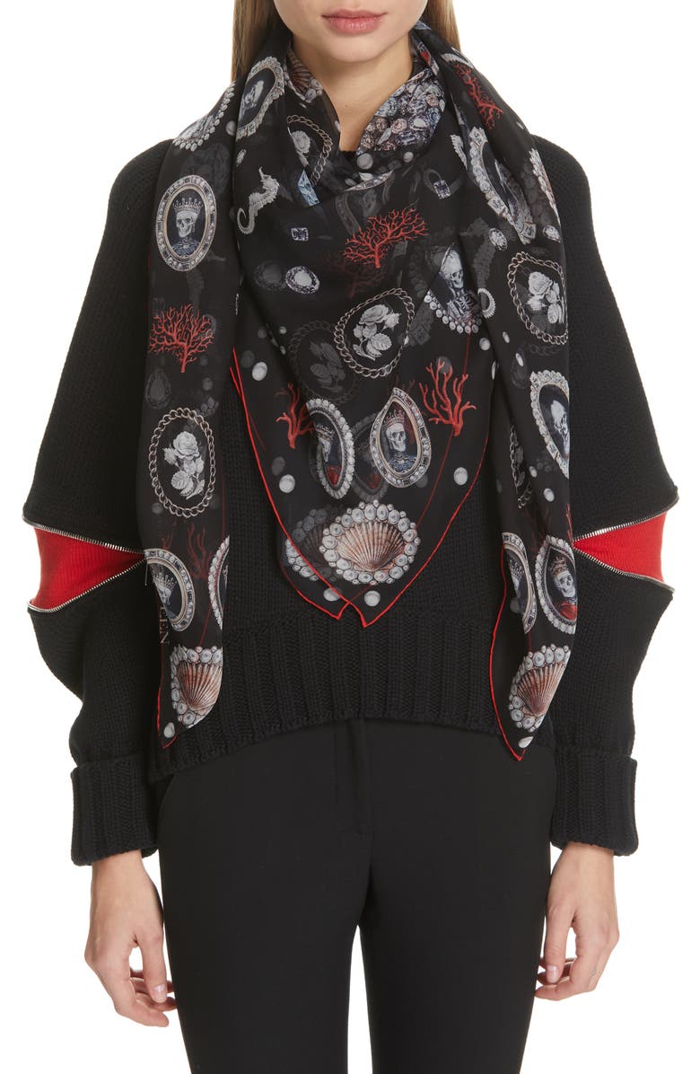 McQueen Alexander McQueen Sea Silk Scarf, Main, color, 