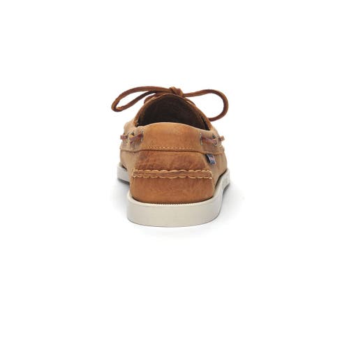 Sebago Dockside Portland Suede Boat Shoes Cognac Brown