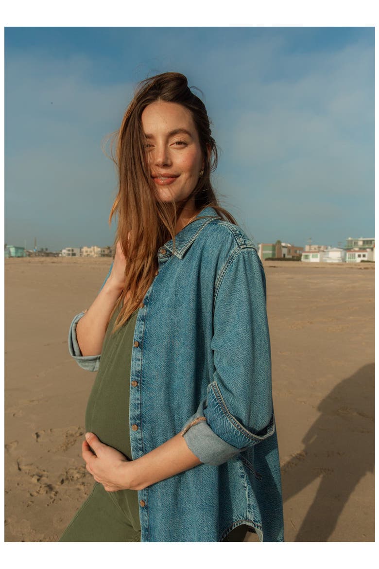 The Drapey Denim Boyfriend Shirt, Alternate, color, Vintage Dream Blue