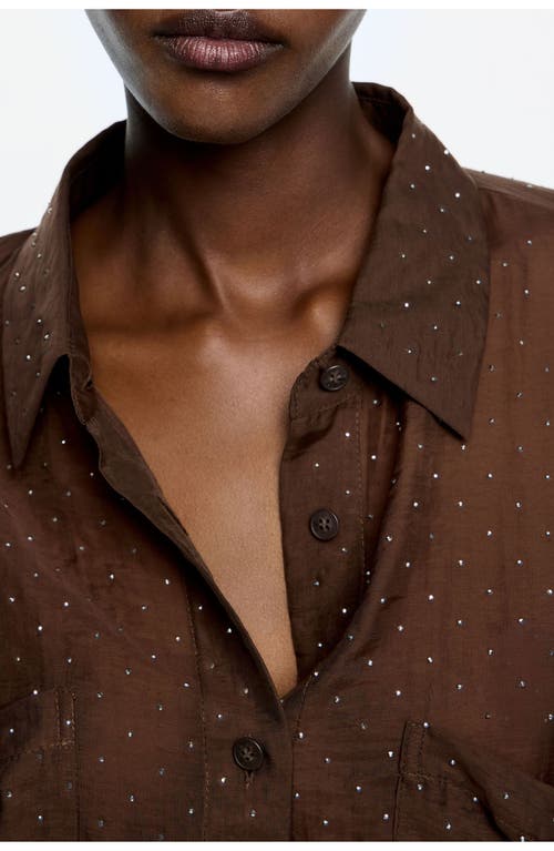 Bimba Y Lola Oversize Shirt With Mini Rhinestones In Animal Print